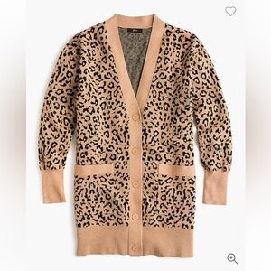 J.Crew V-neck cardigan sweater in leopard jacquard